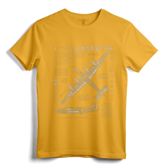 B-24 Liberator Vintage T-Shirt | WWII Aircraft Blueprint Design for Aviators, History Buffs, and Airshow Enthusiasts
