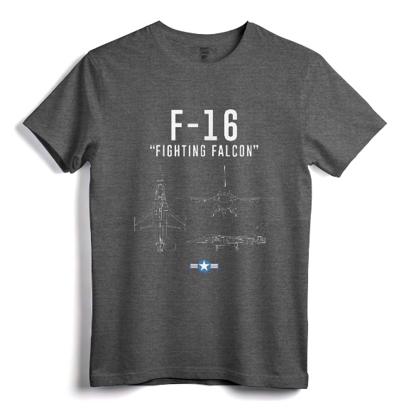 F-16 Shirt Military Air Force F16 Fighter Jet Tee - Vintage Design for Air Force Aviators and Military Pilots