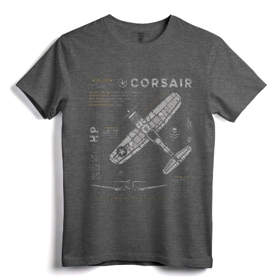 F4U Corsair | WW2 Fighter Plane Vintage T-Shirt - US WWII Warbird Design for Military Aviation Fans, Airshow Enthusiasts & History Buffs