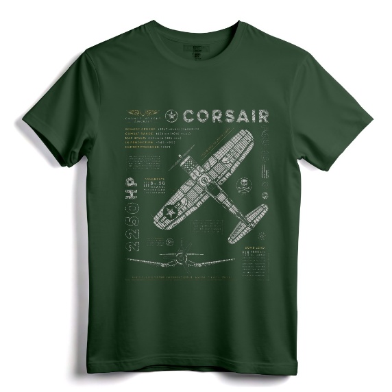 F4U Corsair | WW2 Fighter Plane Vintage T-Shirt - US WWII Warbird Design for Military Aviation Fans, Airshow Enthusiasts & History Buffs