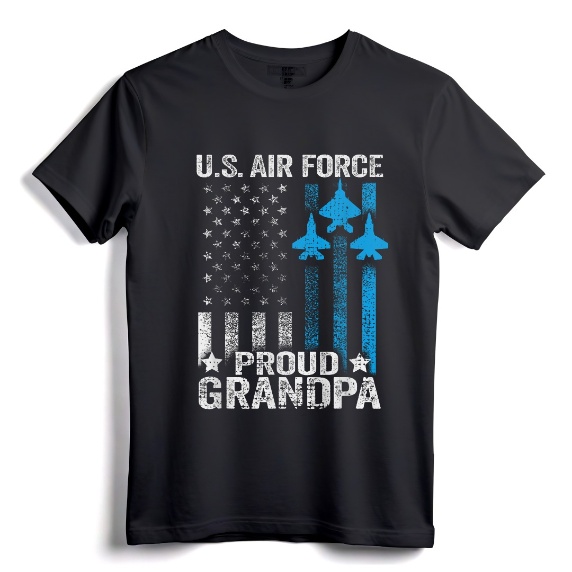 Proud Grandpa US Air Force T-Shirt - Vintage Distressed USAF Shirt for Men and Women - Perfect Gift for US Air Force Family