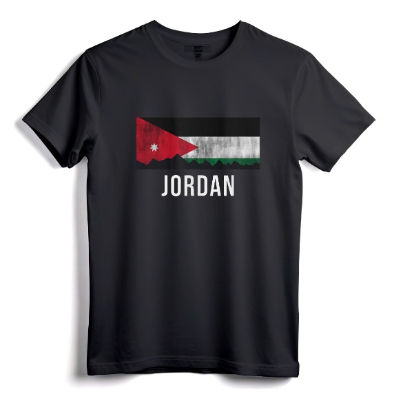 Jordan Vacation Store T-Shirt - Distressed Jordan Souvenir Tee with Flag Design for Travel and Heritage Lovers
