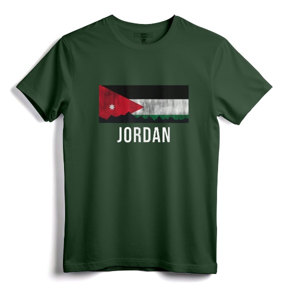 Jordan Vacation Store T-Shirt - Distressed Jordan Souvenir Tee with Flag Design for Travel and Heritage Lovers