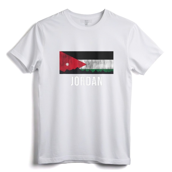 Jordan Vacation Store T-Shirt - Distressed Jordan Souvenir Tee with Flag Design for Travel and Heritage Lovers