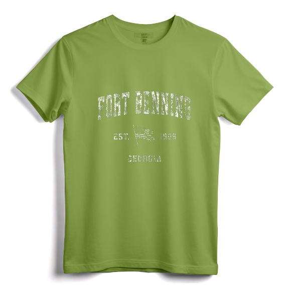 Vintage Fort Benning Georgia GA T-Shirt - Patriotic US Flag Sports Tee for Veterans and Military - Retro Design Apparel