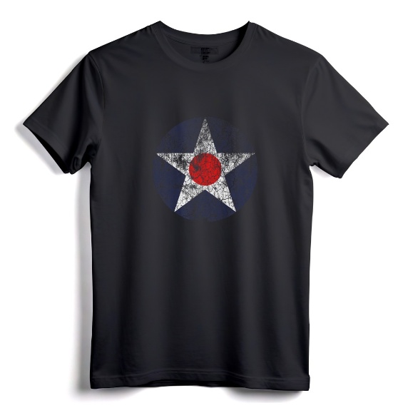 ROUNDEL US AIR FORCE INSIGNIA T-Shirt - Vintage US Army Air Corps Roundel Tee for Military History Enthusiasts