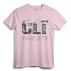 CLT Airport Code City of Charlotte NC Skyline Art Gift T-Shirt - Carolina Souvenir Tee for Charlotte Cityscape Lovers