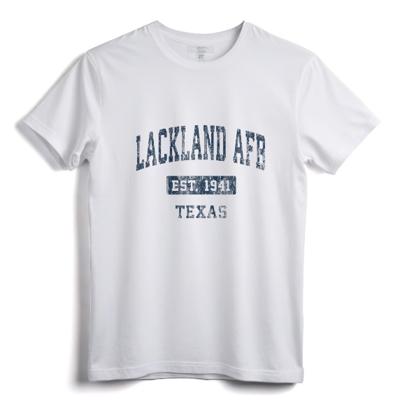 Lackland AFB Texas TX Vintage Sports Established Navy Design T-Shirt - Retro Patriotic Apparel for Air Force Supporters