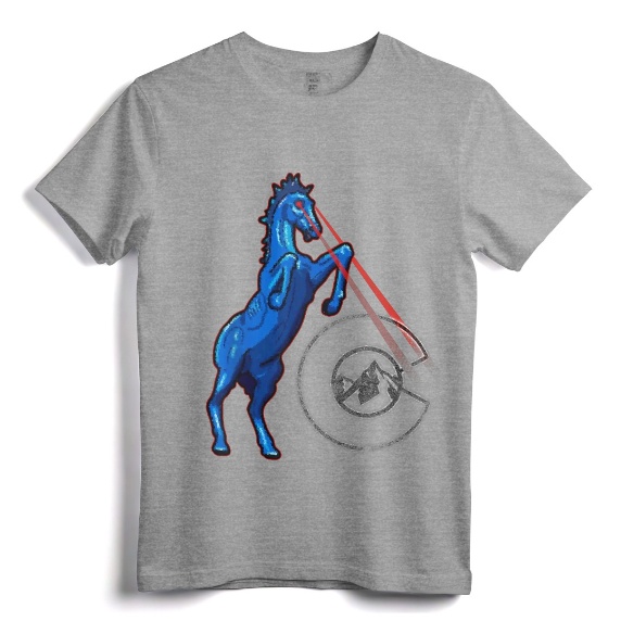 Blucifer - Denver Airport Creepy Horse T-Shirt | Vintage Style Distressed Graphic Tee for Urban Legend Enthusiasts