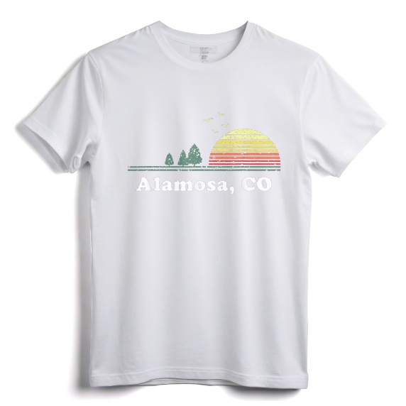 Vintage Alamosa, Colorado Home Souvenir Print T-Shirt - Retro Alamosa State Novelty Gift for Men and Women