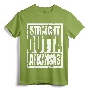 Straight Outta Arkansas T-Shirt - Retro Parody Design Tee for Arkansas Pride Enthusiasts and Gifts