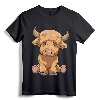 Cute Scottish Highland Cow Scotland Lovers T-Shirt - Lightweight Tee for Longhorn Cattle and Scotland Enthusiasts