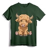 Cute Scottish Highland Cow Scotland Lovers T-Shirt - Lightweight Tee for Longhorn Cattle and Scotland Enthusiasts