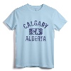 Calgary Alberta Canada CA Gym Style Distress Navy Blue Print T-Shirt - Vintage City Apparel Inspired by Legendary Calgary, Alberta