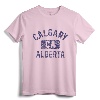 Calgary Alberta Canada CA Gym Style Distress Navy Blue Print T-Shirt - Vintage City Apparel Inspired by Legendary Calgary, Alberta