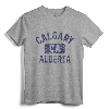 Calgary Alberta Canada CA Gym Style Distress Navy Blue Print T-Shirt - Vintage City Apparel Inspired by Legendary Calgary, Alberta