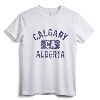 Calgary Alberta Canada CA Gym Style Distress Navy Blue Print T-Shirt - Vintage City Apparel Inspired by Legendary Calgary, Alberta