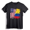 Half Colombian Flag T-Shirt | Vintage Colombia USA Gift - Patriotic Apparel for Sports Fans and Family