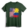 Half Colombian Flag T-Shirt | Vintage Colombia USA Gift - Patriotic Apparel for Sports Fans and Family