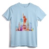 New York City Watercolor Statue of Liberty NYC T-Shirt - Lightweight Souvenir Tee for Travelers and NYC Fans