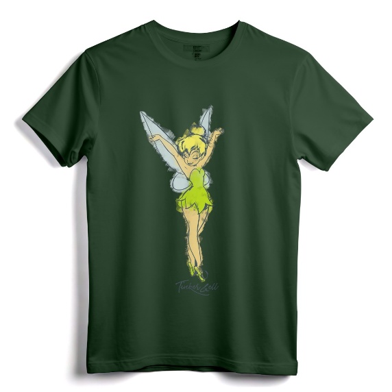 Disney Peter Pan Tinker Bell Watercolor Sketch T-Shirt - Official Vintage Disney Apparel for Women, Men, Youth, Toddlers