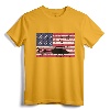 Patriotic Bell 407 Helicopter American Flag T-Shirt - Vintage Distressed Aviation Apparel for Helicopter Pilots and Crew