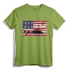 Patriotic Bell 407 Helicopter American Flag T-Shirt - Vintage Distressed Aviation Apparel for Helicopter Pilots and Crew