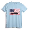 Patriotic Bell 407 Helicopter American Flag T-Shirt - Vintage Distressed Aviation Apparel for Helicopter Pilots and Crew