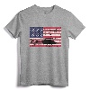 Patriotic Bell 407 Helicopter American Flag T-Shirt - Vintage Distressed Aviation Apparel for Helicopter Pilots and Crew