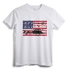 Patriotic Bell 407 Helicopter American Flag T-Shirt - Vintage Distressed Aviation Apparel for Helicopter Pilots and Crew