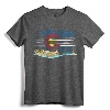 Vintage Brown Trout Colorado Flag Fly Fishing T-Shirt for Men - Distressed Colorado Flag Design, Perfect for Trout Fishermen