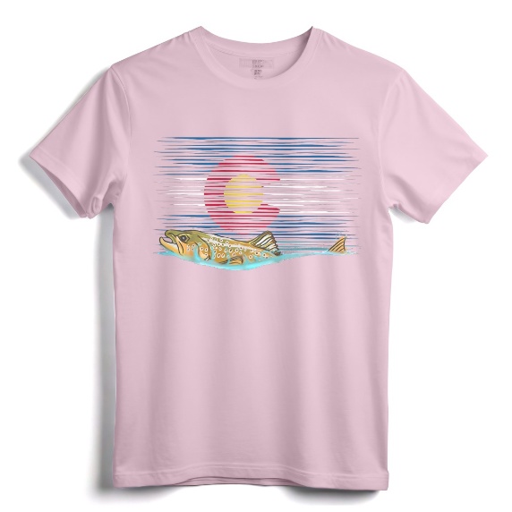 Vintage Brown Trout Colorado Flag Fly Fishing T-Shirt for Men - Distressed Colorado Flag Design, Perfect for Trout Fishermen