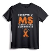 I Battle MS-What's Your Superpower Awareness Ribbon T-Shirt - Motivational Tee for Multiple Sclerosis Warriors