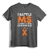 I Battle MS-What's Your Superpower Awareness Ribbon T-Shirt - Motivational Tee for Multiple Sclerosis Warriors
