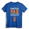 I Battle MS-What's Your Superpower Awareness Ribbon T-Shirt - Motivational Tee for Multiple Sclerosis Warriors