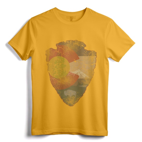 Vintage Colorado Flag Arrowhead Retro Fade T-Shirt - Retro Colorado State Flag Apparel for Men, Women, and Kids from Denver, Boulder, Fort Collins, and More