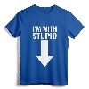 I'm With Stupid Down Arrow Lightweight T-Shirt - Classic Fit Tee with Sarcastic Humor and Double-Needle Hem