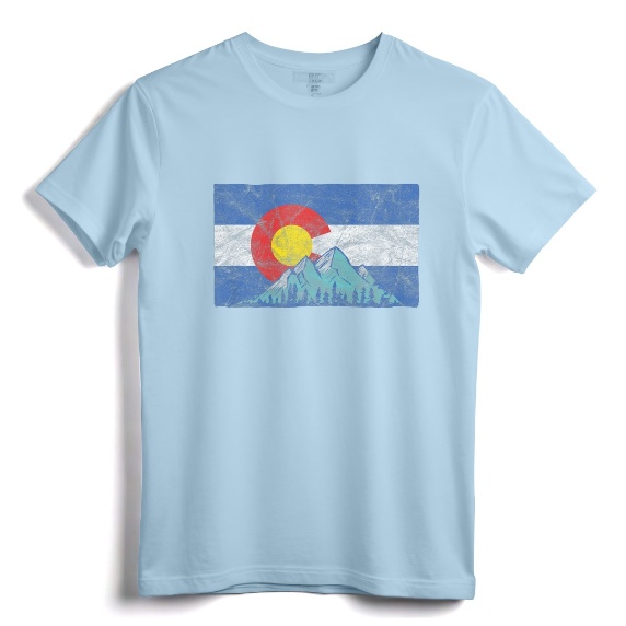 Vintage Retro Colorado Flag and Rocky Mountains T-Shirt - Distressed Style Tee for Nature Lovers and Outdoor Enthusiasts