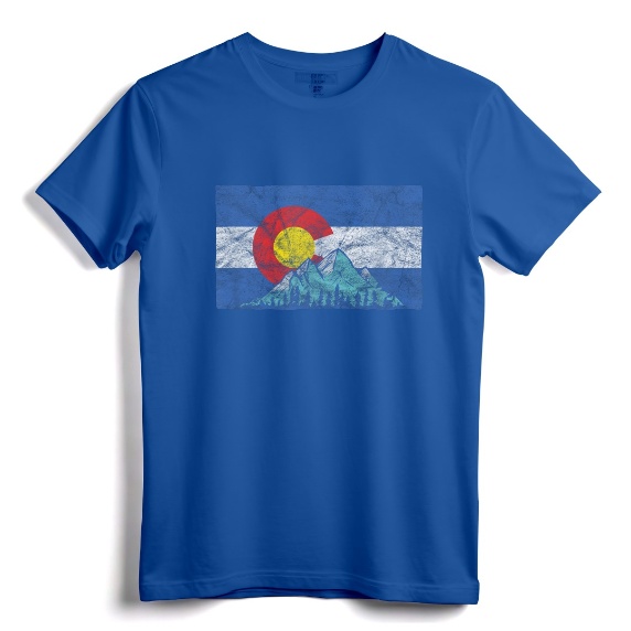 Vintage Retro Colorado Flag and Rocky Mountains T-Shirt - Distressed Style Tee for Nature Lovers and Outdoor Enthusiasts
