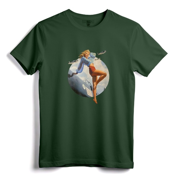 Pin Up Girl Blonde Air Force in WW2 40's T-Shirt - Vintage Military Apparel for History Enthusiasts and Pin-up Art Fans