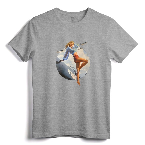 Pin Up Girl Blonde Air Force in WW2 40's T-Shirt - Vintage Military Apparel for History Enthusiasts and Pin-up Art Fans
