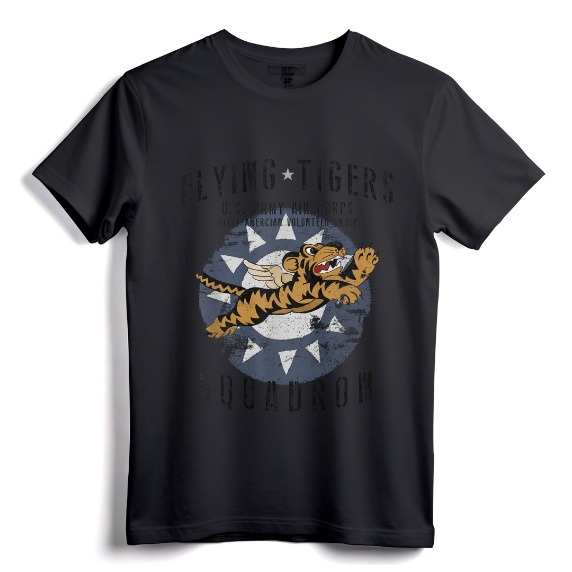 Flying Tiger's WWII Insignia Vintage WW2 Air Corps T-Shirt - History Tee for WWII Aircraft Enthusiasts and Aviation Lovers