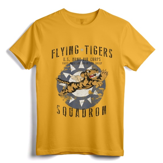 Flying Tiger's WWII Insignia Vintage WW2 Air Corps T-Shirt - History Tee for WWII Aircraft Enthusiasts and Aviation Lovers