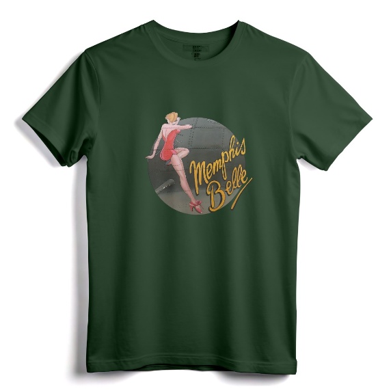 Pin-up Girl B-17 Flying Fortress Memphis Belle T-Shirt - WWII Nose Art Apparel for History Enthusiasts and Vintage Design Fans