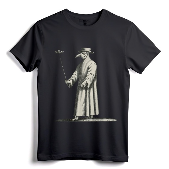 Plague Doctor, Medieval, Steampunk, Vintage Horror T-Shirt - Gothic Graphic Tee for Horror Fans and History Buffs