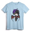 Cute Chibi Style Kawaii Anime Vamp Boy T-Shirt - Karl Kun Vampire Wings Tee for Young Boys, Girls, Teens