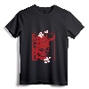 Japanese Demon Art Face Skull Devil Oni Harajuku Aesthetic Long Sleeve T-Shirt - Minimalist Ronin Ninja Yakuza Streetwear Tee for Otaku and Anime Fans