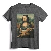 Mona Lisa With Orange Cat Funny Art Painting T-Shirt - Unique Cat Lover Gift for Girls and Boys, Men's and Women's Cat Apparel with 'Meowing Lisa' Print