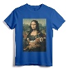 Mona Lisa With Orange Cat Funny Art Painting T-Shirt - Unique Cat Lover Gift for Girls and Boys, Men's and Women's Cat Apparel with 'Meowing Lisa' Print
