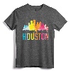 Houston Texas Watercolor Skyline Home State Souvenir Gift T-Shirt - Stylish Apparel for Houston Natives, Students, and Sports Fans